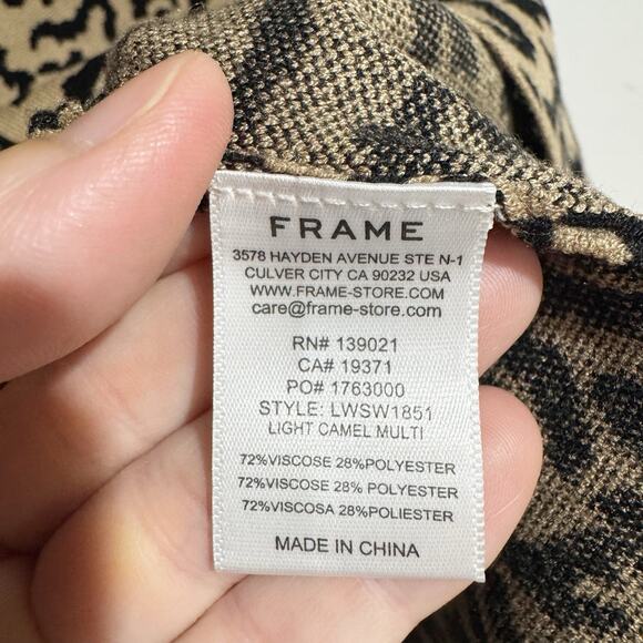 FRAME Mockneck Mini Sweater Dress Women Small Long Sleeve Bodycon Animal Print - Picture 6 of 8
